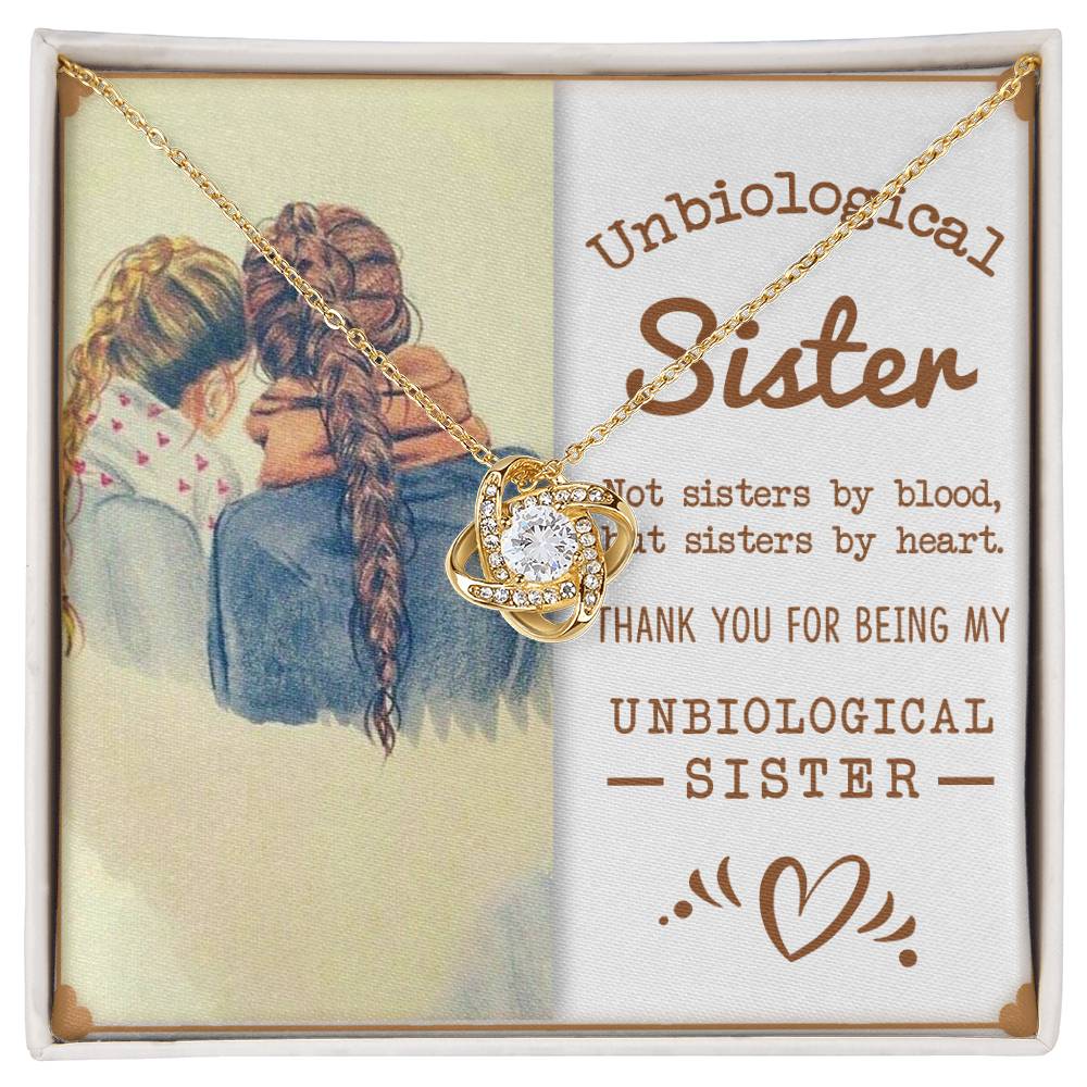 To My Bonus Sister, Sisters By Heart -Love Knot Necklace