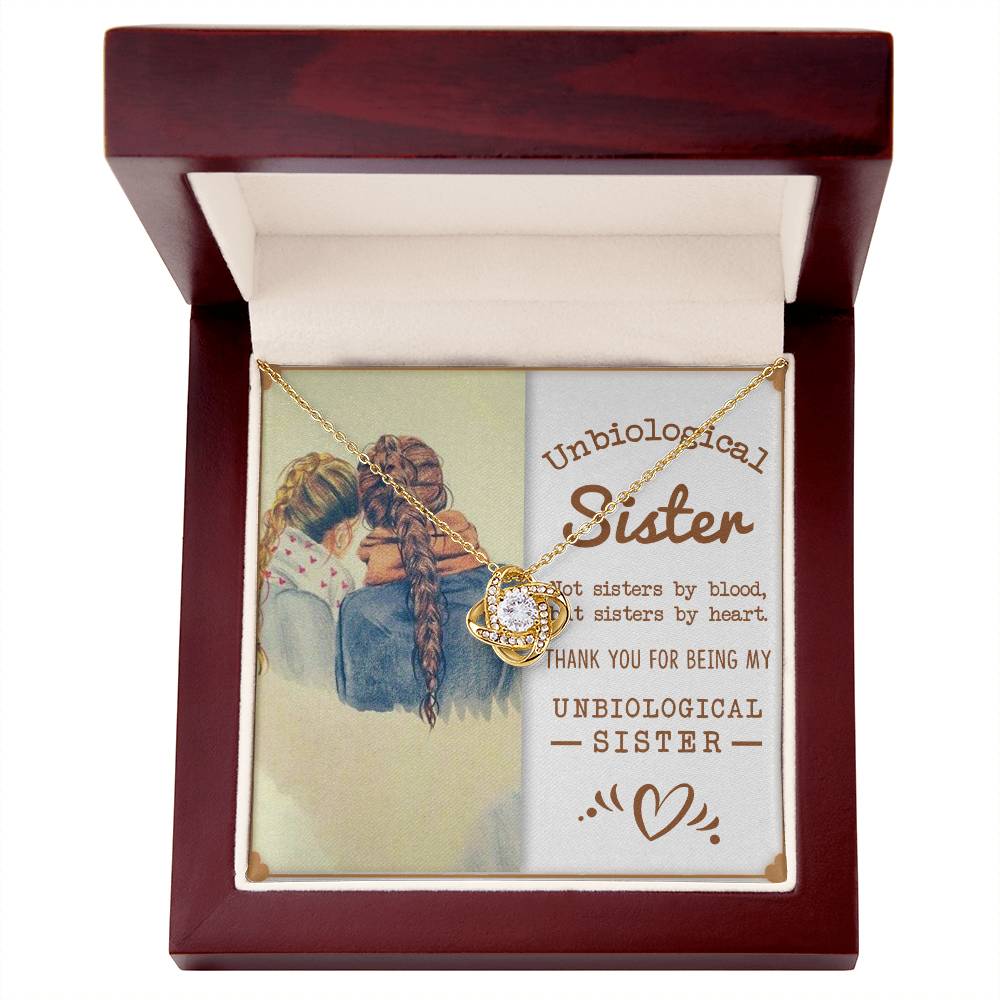 To My Bonus Sister, Sisters By Heart -Love Knot Necklace