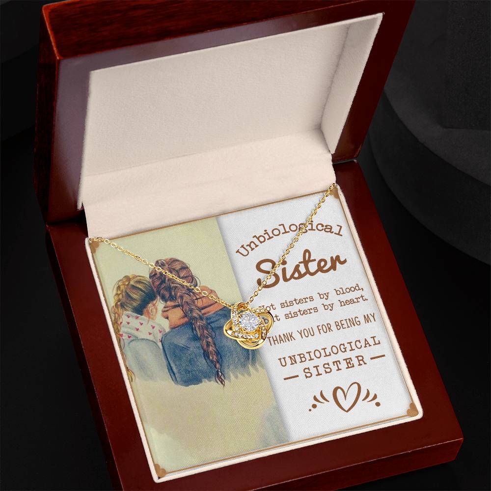 To My Bonus Sister, Sisters By Heart -Love Knot Necklace
